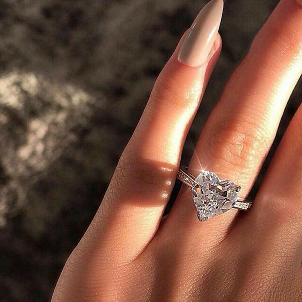 NWOT White Sapphire Heart Ring - Picture 12 of 16